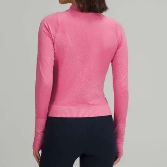 LululemonāRest Less Cropped 1/2 Zip size 10 Grid Warp Pink Blossom - Picture 2 of 10